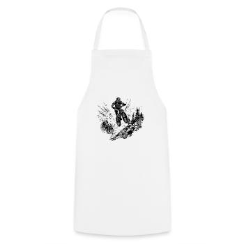 Vététistes à vélo en haut de la montagne - Tablier de cuisine - blanc - Devant - AI Model Male 185 dark (185cm)