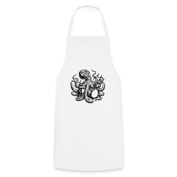 Oktopus spielt Schlagzeug - Kochschürze - Weiß - Vorne - AI Model Male 185 dark (185cm)