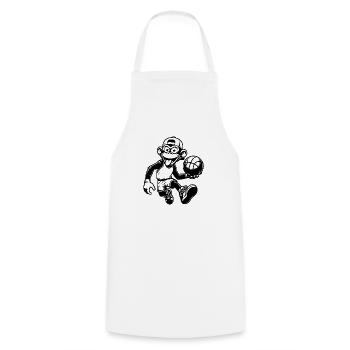 Basketball monkey coach with ball and cap - Cooking Apron - white - Front - AI Model Male 185 dark (185cm)