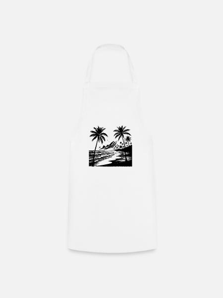 Vulkan Küste mit Palmen Strand und Meer - Kochschürze - Weiß