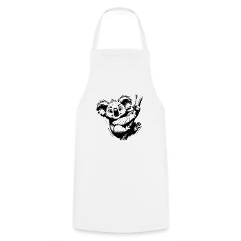 Australia Pencil Drawing Koala on Tree Branch - Cooking Apron - white - Front - AI Model Male 185 dark (185cm)