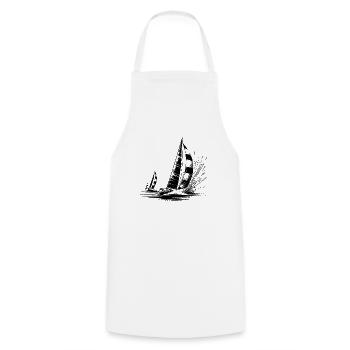 Voiliers de régate dans le vent et les vagues - Tablier de cuisine - blanc - Devant - AI Model Male 185 dark (185cm)