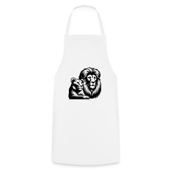 Portrait de style tête de lion et de lionne - Tablier de cuisine - blanc - Devant - AI Model Male 185 dark (185cm)