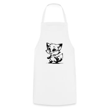Cute Kids Fox Pencil Drawing - Cooking Apron - white - Front - AI Model Male 185 dark (185cm)
