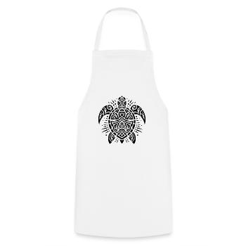 Aussergewöhnlich elegante Tattoo Wasserschildkröte - Kochschürze - Weiß - Vorne - AI Model Male 185 dark (185cm)