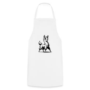 Friendly Curious Llama Pencil Sketch Style - Cooking Apron - white - Front - AI Model Male 185 dark (185cm)
