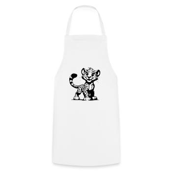 Elegant little grinning baby leopard - Cooking Apron - white - Front - AI Model Male 185 dark (185cm)
