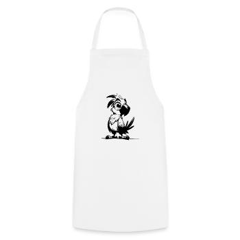 Little Cute Parrot Kids Pencil Drawing - Cooking Apron - white - Front - AI Model Male 185 dark (185cm)