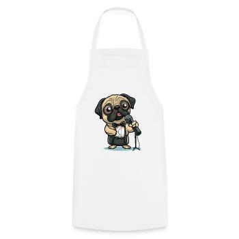 Mops-Comedy-Club - Kochschürze - Weiß - Vorne - AI Model Male 185 dark (185cm)