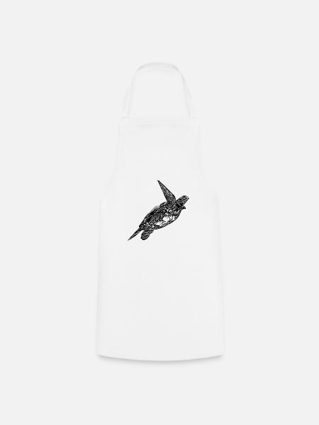 Vintage turtle emerging - Cooking Apron - white