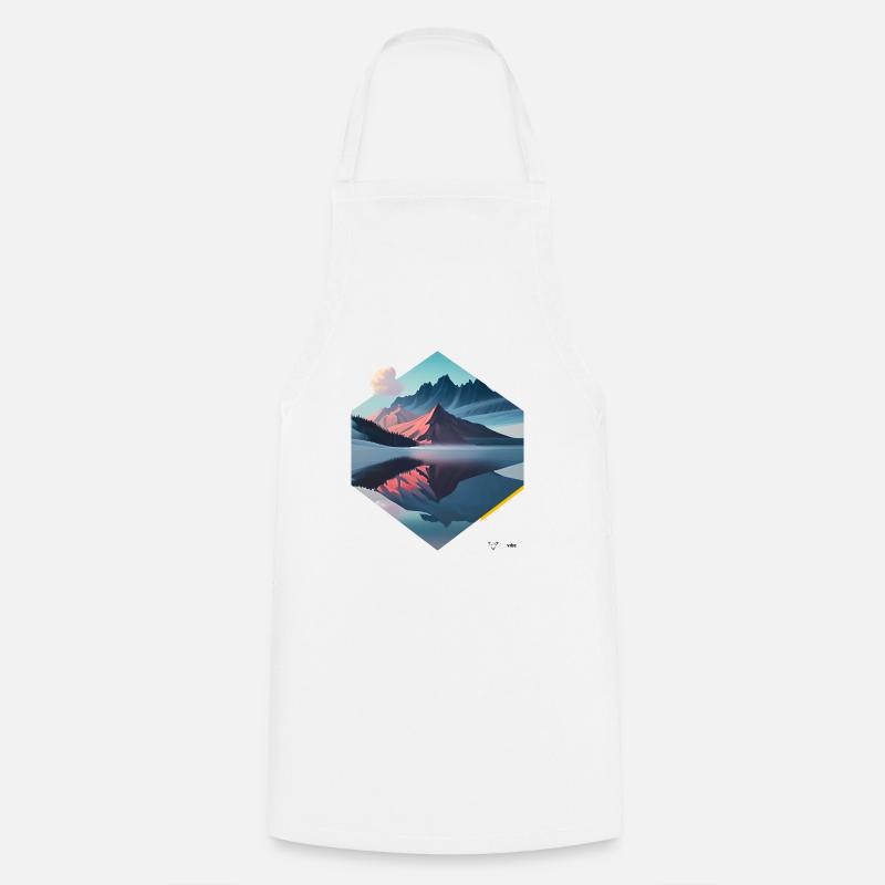 Red Low Mountain - Cooking Apron - white