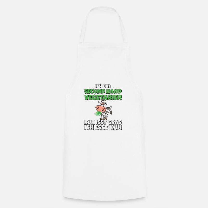 Ich bin Second Hand Vegetarier Kuh isst Gras used - Kochschürze - Weiß
