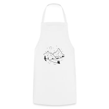 Montagnes Vintage avec forêt et étoiles brillantes - Tablier de cuisine - blanc - Devant - AI Model Male 185 dark (185cm)