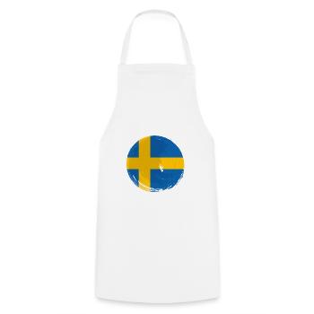 Suède Drapeau Scandinavie Drapeau suédois - Tablier de cuisine - blanc - Devant - AI Model Male 185 dark (185cm)