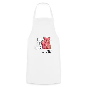 Cute but psycho but cute - Cooking Apron - white - Front - AI Model Male 185 dark (185cm)