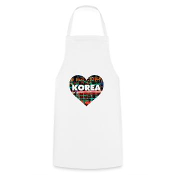 Korea ♡ Love | Travel | Culture - Cooking Apron - white - Front - AI Model Male 185 dark (185cm)