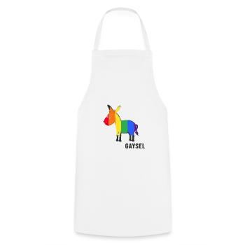 Queer Regenbogen-Esel LGBT - Kochschürze - Weiß - Vorne - AI Model Male 185 dark (185cm)