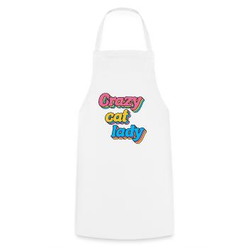 CRAZY CAT LADY - Kochschürze - Weiß - Vorne - AI Model Male 185 dark (185cm)
