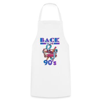 Back to the 90's with Music cassette tape - Cooking Apron - white - Front - AI Model Male 185 dark (185cm)