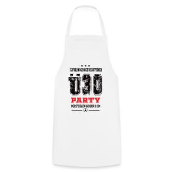 ich war noch nie auf einer Ü30 Party - Kochschürze - Weiß - Vorne - AI Model Male 185 dark (185cm)