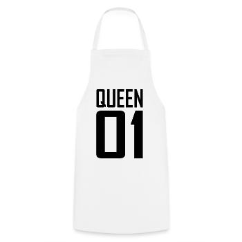 QUEEN 01 - Kochschürze - Weiß - Vorne - AI Model Male 185 dark (185cm)