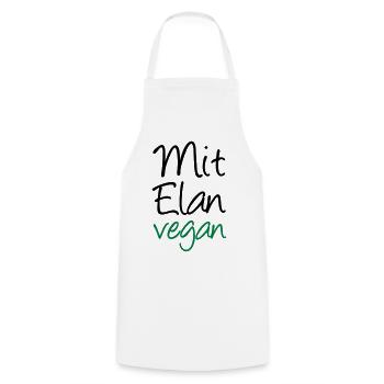 Mit Elan vegan Veganer, Geschenk, Spruch, Fun - Kochschürze - Weiß - Vorne - AI Model Male 185 dark (185cm)