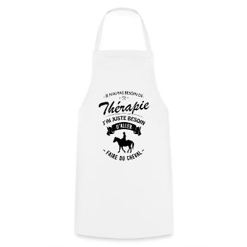 T-shirt Thérapie équitation - Faire du Cheval - Tablier de cuisine - blanc - Devant - AI Model Male 185 dark (185cm)