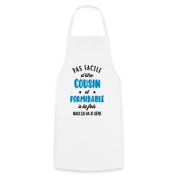 Cousin - Cousine - Famille - Naissance - Bébé - Cooking Apron - white - Front - AI Model Male 185 dark (185cm)