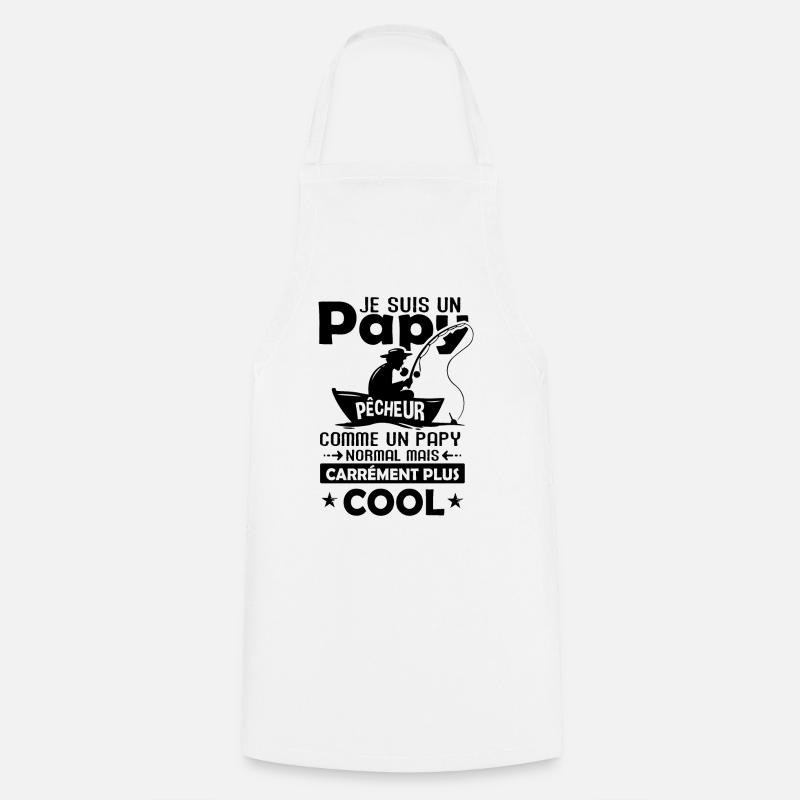 Papy pêcheur cadeau drôle papi pêche - Tablier de cuisine - blanc