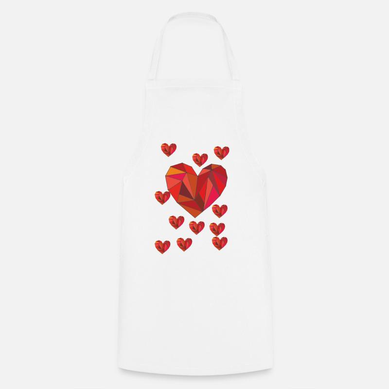 Geometric heart pattern in warm red - Cooking Apron - white