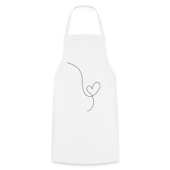 Coeur noir dessin au trait - Tablier de cuisine - blanc - Devant - AI Model Male 185 dark (185cm)