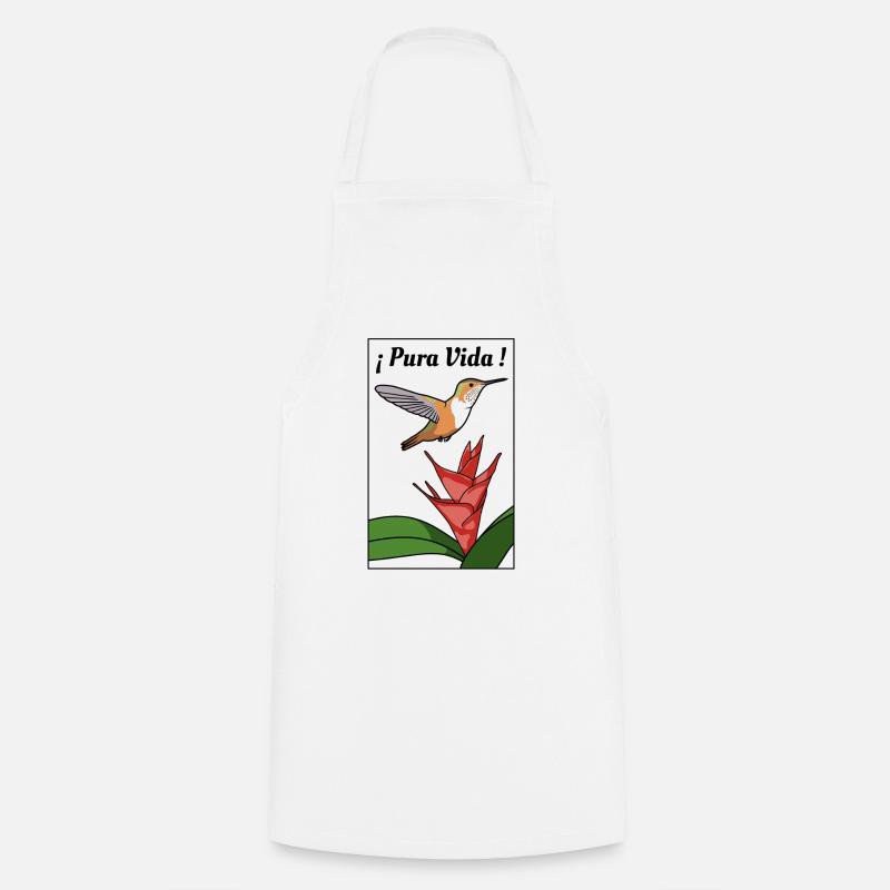 Pura Vida - Hummingbird (black frame) - Cooking Apron - white