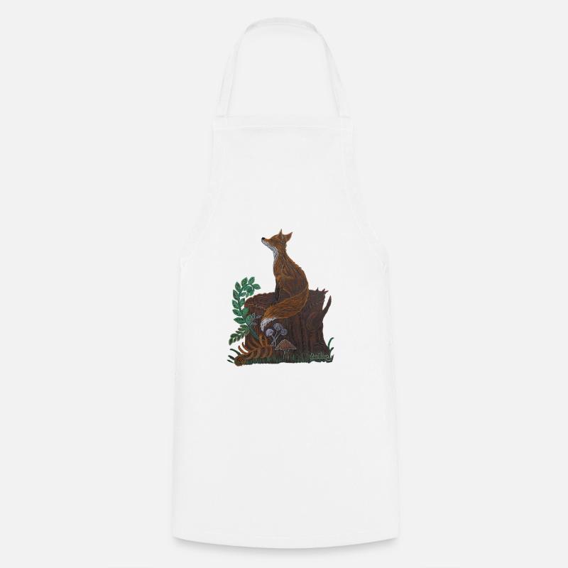 meditative fox - Cooking Apron - white