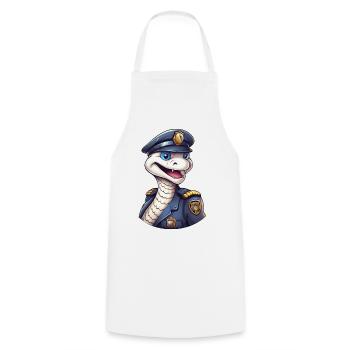 Schlangen Polizistin - Kochschürze - Weiß - Vorne - AI Model Male 185 dark (185cm)