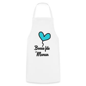 MOM. MOTHER'S DAY. HAPPY MOTHER'S DAY - Cooking Apron - white - Front - AI Model Male 185 dark (185cm)