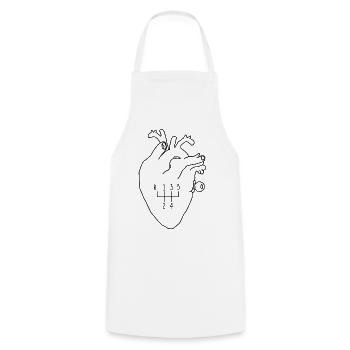 Pilote de changement de vitesse en forme de cœur - Tablier de cuisine - blanc - Devant - AI Model Male 185 dark (185cm)