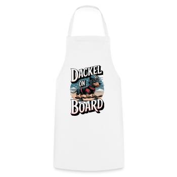 Dachshund on board Wire-haired dachshund on the skateboard - Cooking Apron - white - Front - AI Model Male 185 dark (185cm)