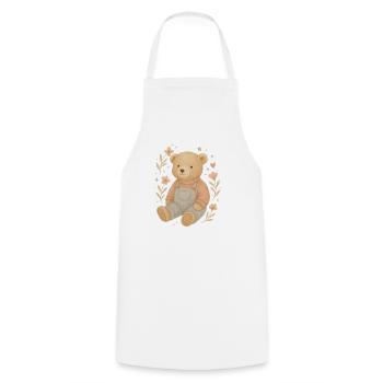 Süßer Boho Teddybär mit Blumen – Baby Design - Kochschürze - Weiß - Vorne - AI Model Male 185 dark (185cm)