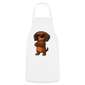 Cool dachshund gamer with crossed arms cartoon - Cooking Apron - white - Front - AI Model Male 185 dark (185cm)