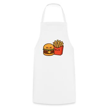 Kawaii Burger & Fries Duo - Tablier de cuisine - blanc - Devant - AI Model Male 185 dark (185cm)