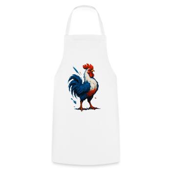 Coq flamboyant bleu blanc rouge - France Patriote - Tablier de cuisine - blanc - Devant - AI Model Male 185 dark (185cm)