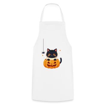 Halloween Cat with Halloween Pumpkin - Cooking Apron - white - Front - AI Model Male 185 dark (185cm)