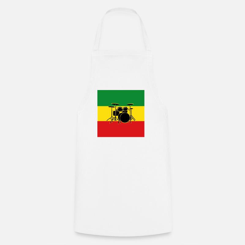 Reggae Drums - Cooking Apron - white