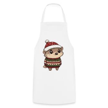Noël hérisson - Tablier de cuisine - blanc - Devant - AI Model Male 185 dark (185cm)