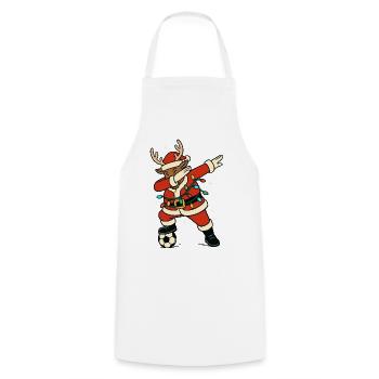 Cadeau de football du Père Noël renne en taponnant - Tablier de cuisine - blanc - Devant - AI Model Male 185 dark (185cm)