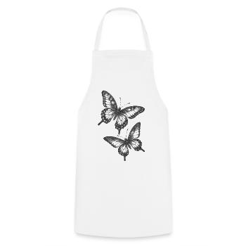 Des papillons vintage délicats dans un style élégant - Tablier de cuisine - blanc - Devant - AI Model Male 185 dark (185cm)