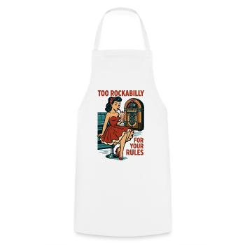 Rockabilly Rebellin Diner Jukebox Rétro des années 50 - Tablier de cuisine - blanc - Devant - AI Model Male 185 dark (185cm)