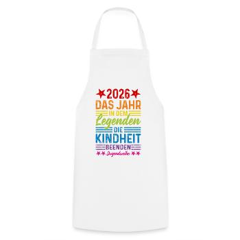 2026 Das Jahr in dem Legenden die Kindheit beenden - Kochschürze - Weiß - Vorne - AI Model Male 185 dark (185cm)