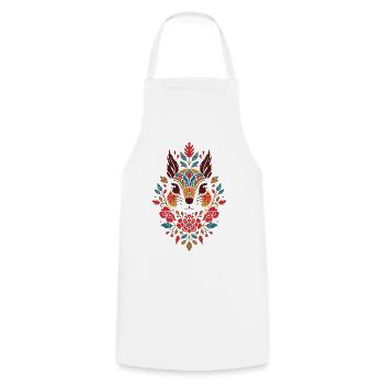 Floral Squirrel Head Folk Art - Cooking Apron - white - Front - AI Model Male 185 dark (185cm)