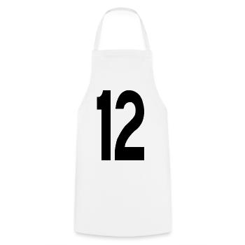 12 Nummern - Kochschürze - Weiß - Vorne - AI Model Male 185 dark (185cm)